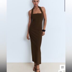 Mango Strapless Brown Maxi Dress